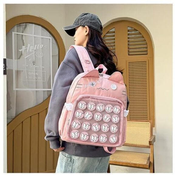 3413 Japanese Backpack Pin Display Itabag with Insert, Kawaii Emo Cat Bag main image 6